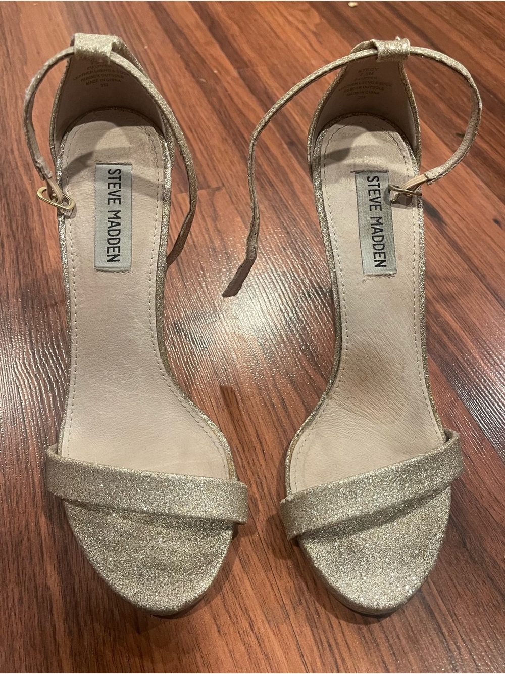 Steve Madden Champagne Glitter Strappy High Heels